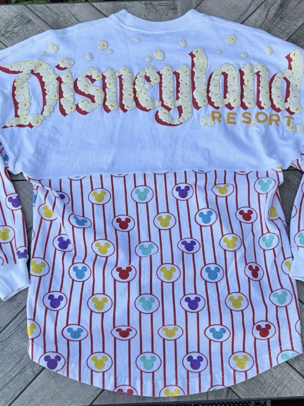 Disneyland Popcorn Spirit Jersey Women XS Textured WDW Spellout Mickey Mouse
